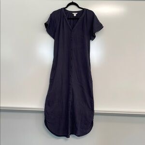 Navy blue 100% cotton CASLON button-down short sleeved dress